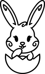 easter rabbit in egg line drawing