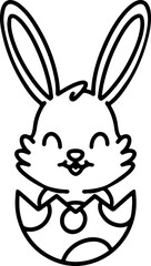 easter rabbit in egg line drawing