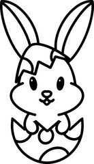 easter rabbit in egg line drawing