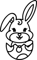 easter rabbit in egg line drawing