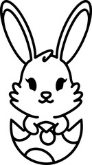 easter rabbit in egg line drawing