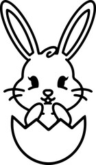 easter rabbit in egg line drawing