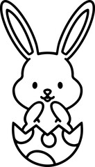 easter rabbit in egg line drawing