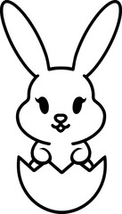 easter rabbit in egg line drawing