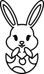 Fototapeta premium easter rabbit in egg line drawing