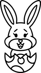 Fototapeta premium easter rabbit in egg line drawing