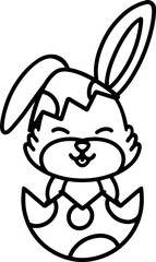 easter rabbit in egg line drawing