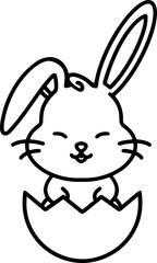 Fototapeta premium easter rabbit in egg line drawing