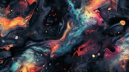  Ink Galaxy Seamless Pattern - Realistic Light Background