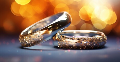 Wedding rings isolated on a glittering background