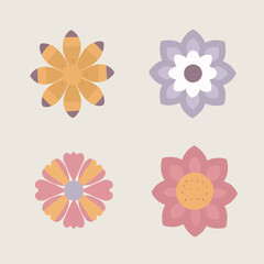 Flower Elements Vector, Flower icon collection - vector illustration