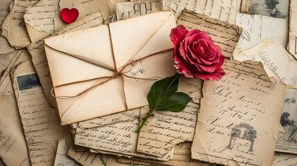 Vintage Love, Old Letters, Postcards, old letter with rose