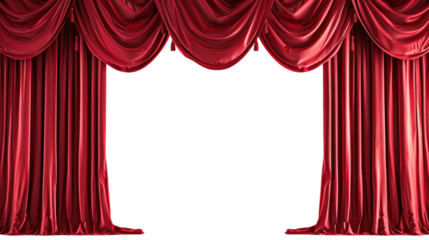 red curtains on transparent background