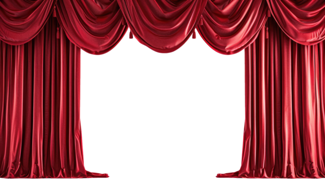 red curtains on transparent background
