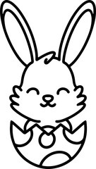 Naklejka premium easter bunny in easter egg cute line drawing