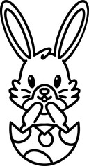 Fototapeta premium easter bunny in easter egg cute line drawing