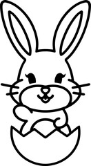 Fototapeta premium easter bunny in easter egg cute line drawing