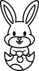 Obraz premium easter bunny in easter egg cute line drawing