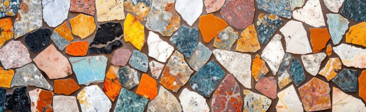 Colorful Mosaic Stones Background with Terrazzo Marble Texture