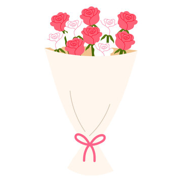 red and white bouquet with bow illustration