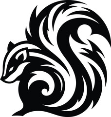 modern tribal tattoo skunk, abstract line art of animals, minimalist contour. Vector