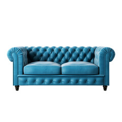 Luxury blue comfort sofa isolated on transparent background