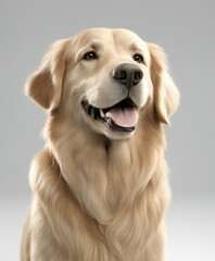 Fototapeta premium happy and smiling golden retriever, isolated white background. copy space for text 