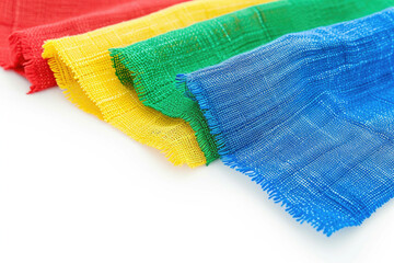 A serene display of colorful napkins isolated