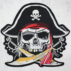 Skull and Bones Embroidered Patch. Jolly Roger. Pirate style. Punk Rock, Danger. Accessory for...