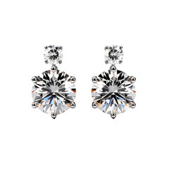 Luxury diamond earrings isolated on transparent background