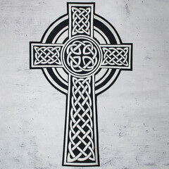 Embroidered patch with the image of celtic cross. Accessory for rockers, bikers, metalheads and...