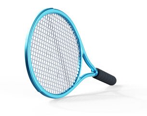 Tennis racket on white 3d render