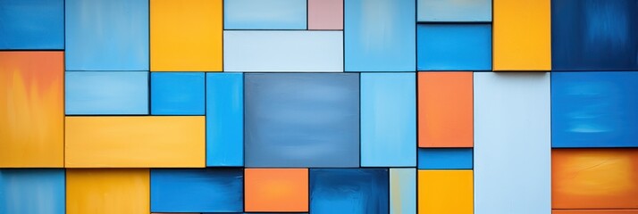 Abstract colors and geometric shapes on a wall, in the style of metallic rectangles