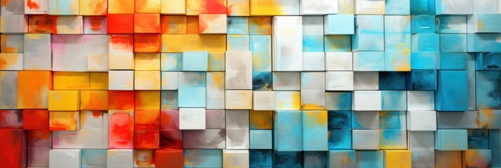 Abstract colors and geometric shapes on a wall, light Charcoal, shaped canvas, Kodak Colorplus, colorful patchwork