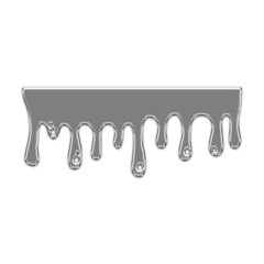 Chrome fluid shape. Abstract dripping liquid mercury metallic icon. Aluminum shape design element isolated on transparent background. Futuristic style