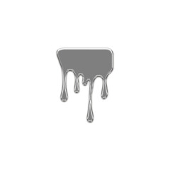 Chrome fluid shape. Abstract dripping liquid mercury metallic icon. Aluminum shape design element isolated on transparent background. Futuristic style