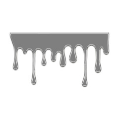 Chrome fluid shape. Abstract dripping liquid mercury metallic icon. Aluminum shape design element isolated on transparent background. Futuristic style