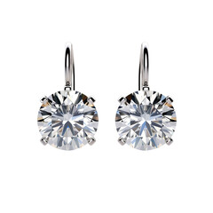 Luxury diamond earrings isolated on transparent background