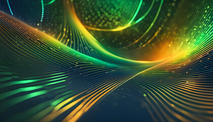 Abstract technology background with surface lines and dots, Futuristic background with digital innovation, blurred abstract divided and golden waves,