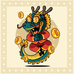 Dragon Chinese Cartoon Character Money Eyes