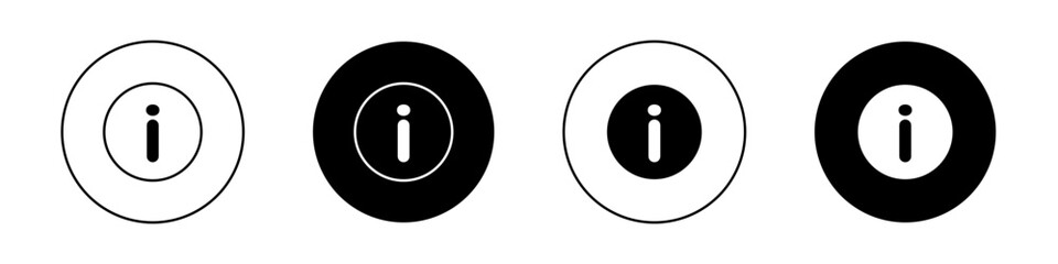 Information Icon Set. Inform Detail and Help Vector symbol in a black filled and outlined style. Knowledge Expansion Sign - obrazy, fototapety, plakaty
