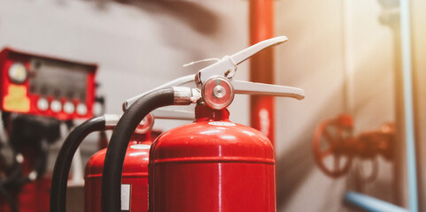 Engineer check fire suppression system,check fire extinguisher tank in the fire control room for safety