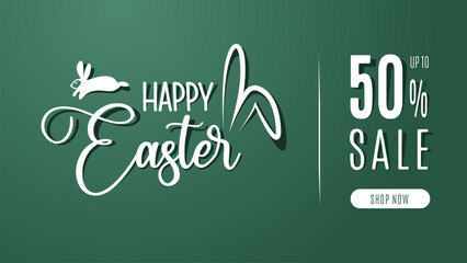 Happy Easter sign banner design with 50 percent discount sale