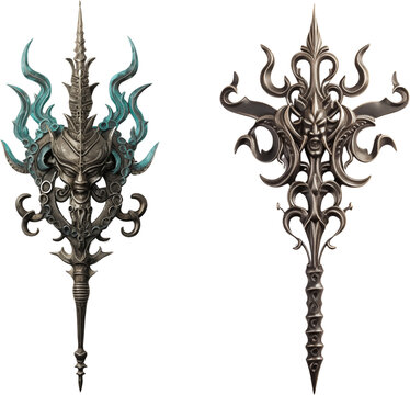 Set of devil trident isolated on transparent background