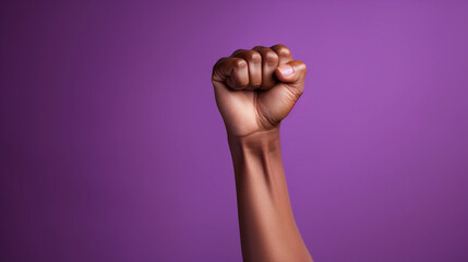 Raised fist as symbol of the fight for gender equality on International Women's Day, march 8