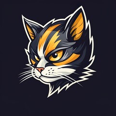 hand drawn cat mascot logo  