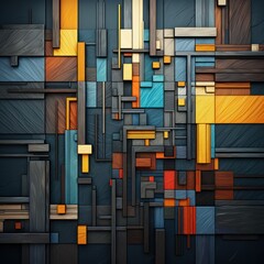 Abstract colorful colors and geometric shapes on a wall