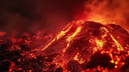 Realistic Red Volcano Abstract Background (8K)