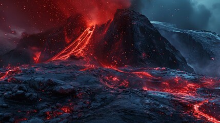 Realistic Red Volcano Abstract Background (8K)