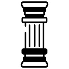 Doric pillar glyph and line vector illustration